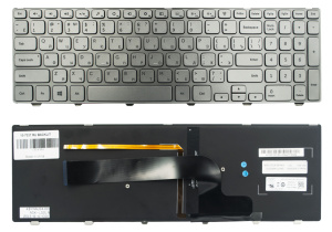 Клавиатура для ноутбука Dell Inspiron 15-7000, серебро, с подсветкой, с рамкой, RU