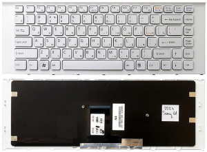 Клавиатура для ноутбука Sony VPC-EA, белая, с рамкой, RU
