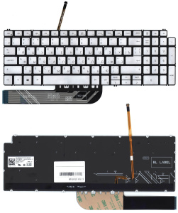 Клавиатура для ноутбука Dell Inspiron 15-5594, 15-5590, серебро, RU