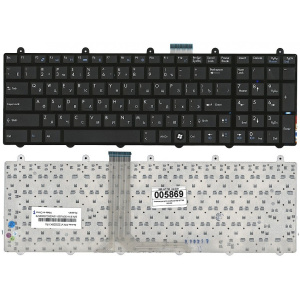 Клавиатура для ноутбука MSI GE60, GE70, чёрная, с ушками, с рамкой, RU
