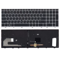 Клавиатура для ноутбука HP EliteBook 850 G5 755 G5, чёрная, с подсветкой, Trackpoint, с серой рамкой