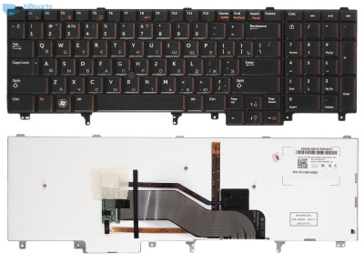Клавиатура для ноутбука Dell Latitude E6520, чёрная, с подсветкой, RU