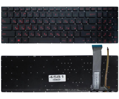 Клавиатура для ноутбука ASUS ROG Strix GL552, чёрная, с подсветкой, маленький Enter, RU