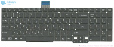 Клавиатура для ноутбука Sony SVT15, чёрная, с подсветкой, RU