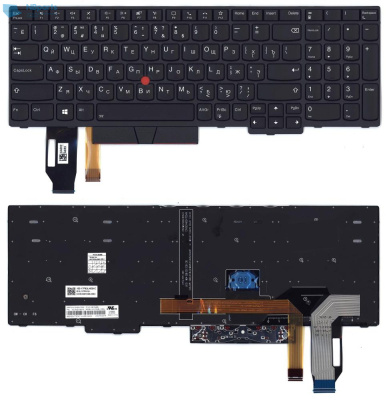 Клавиатура для ноутбука Lenovo ThinkPad T15 Gen 1, чёрная, с подсветкой, RU