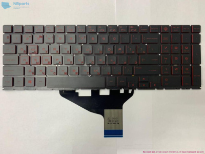 Клавиатура для ноутбука HP Pavilion Gaming 15-DK, чёрная, с подсветкой, с красными буквами, RU
